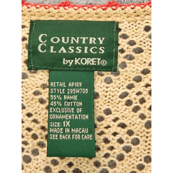 Country Classics Koret Beige Pink Floral Embroidered Crocheted Vest Size 1X - Picture 9 of 10
